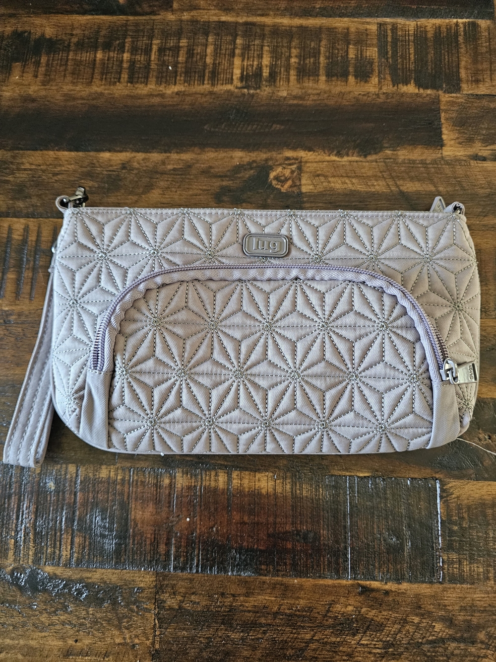 lug FLYER Quilted Wristlet Clutch in Light Taupe